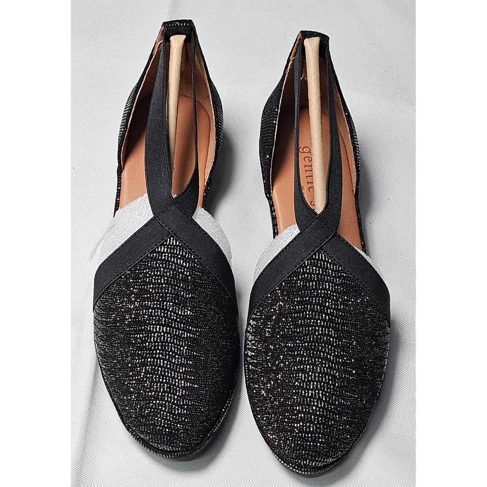 Gentle Souls by Kenneth Cole Natalia Black‎ Metallic D Orsay Flats Shoes Size 6M
